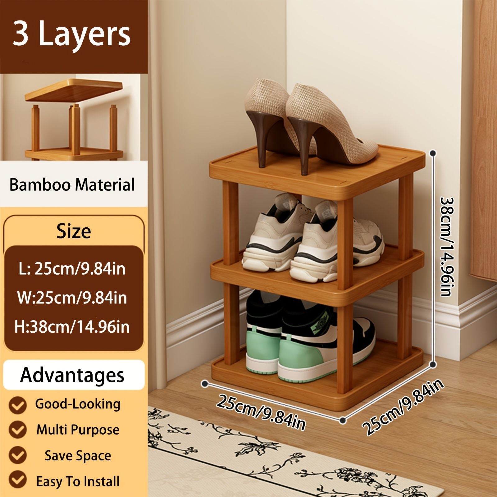 Versatile Bamboo Expandable Folding Storage Rack - 3/6/9 Layer Organizer for Any Room, No Assembly Needed! New Era Fashion LLc