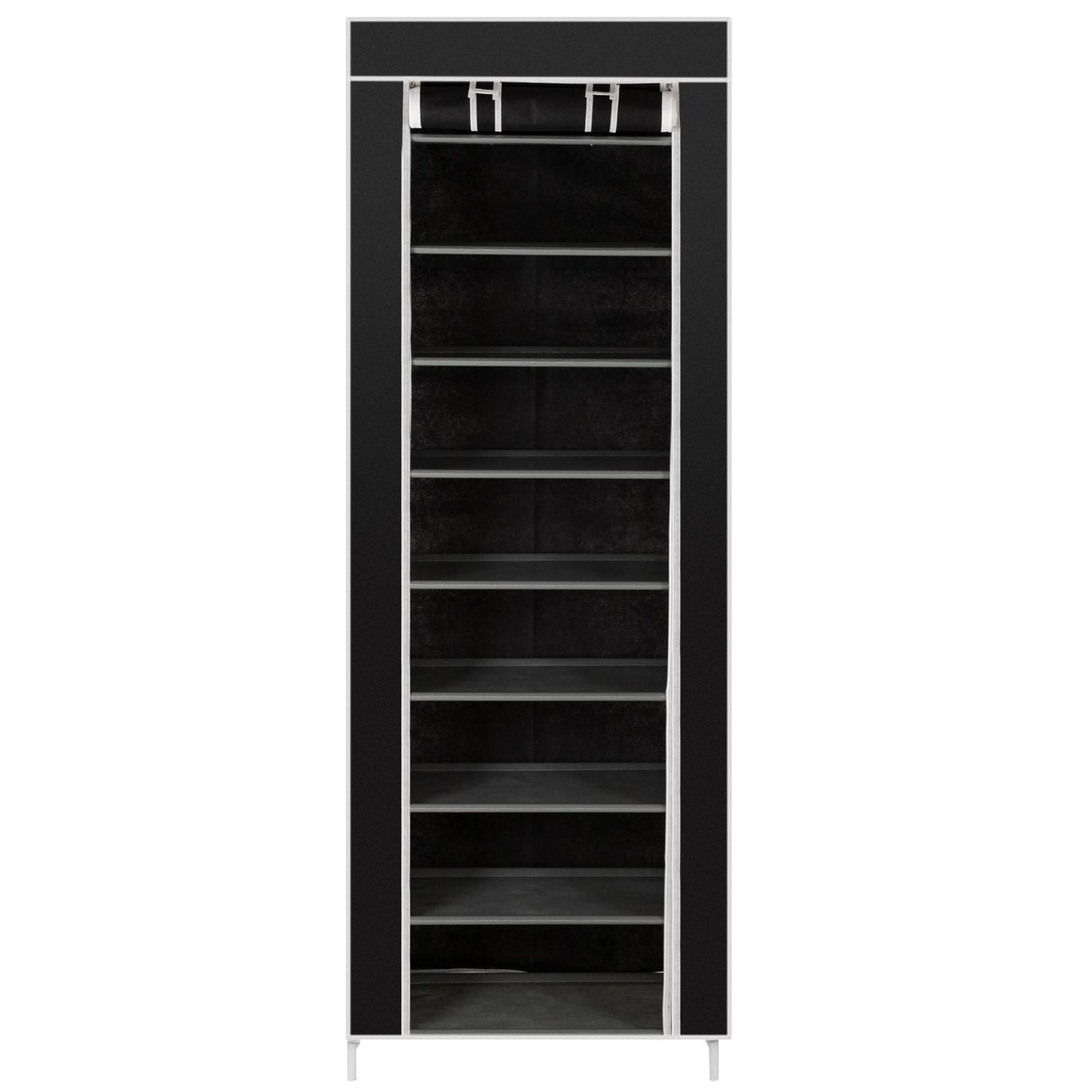Room-saving 10-Layers 9 Lattices Non-woven Fabric Shoe Rack Black New Era Fashion LLc