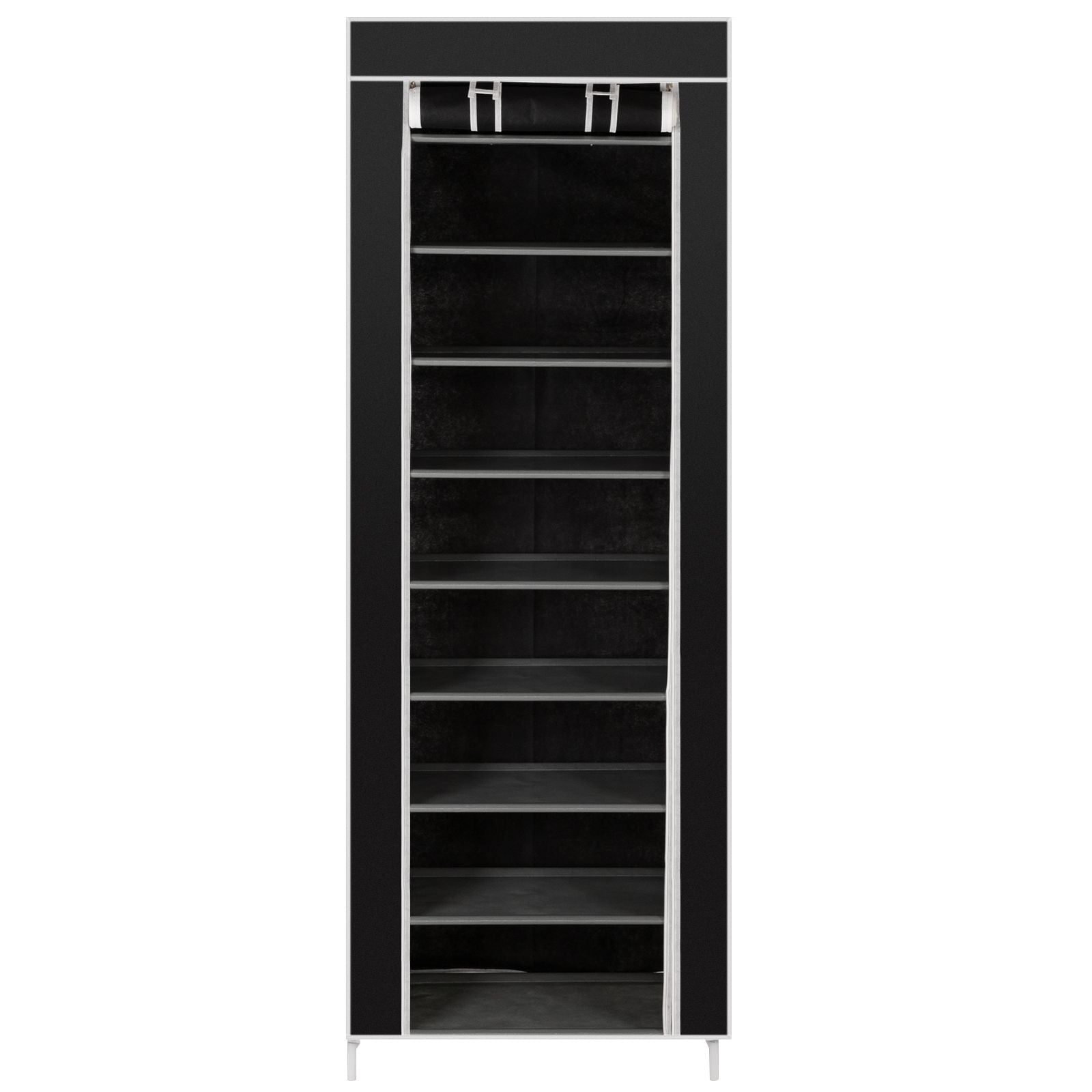 Room-saving 10-Layers 9 Lattices Non-woven Fabric Shoe Rack Black New Era Fashion LLc