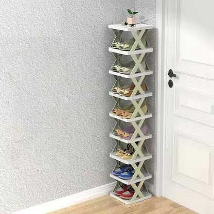 9Tier Narrow Entryway Shoe Rack Plastic Vertical Shoe Organizer Space Saving Free Standing Shoes Storage Shelf Closet Hallway New Era Fashion LLc