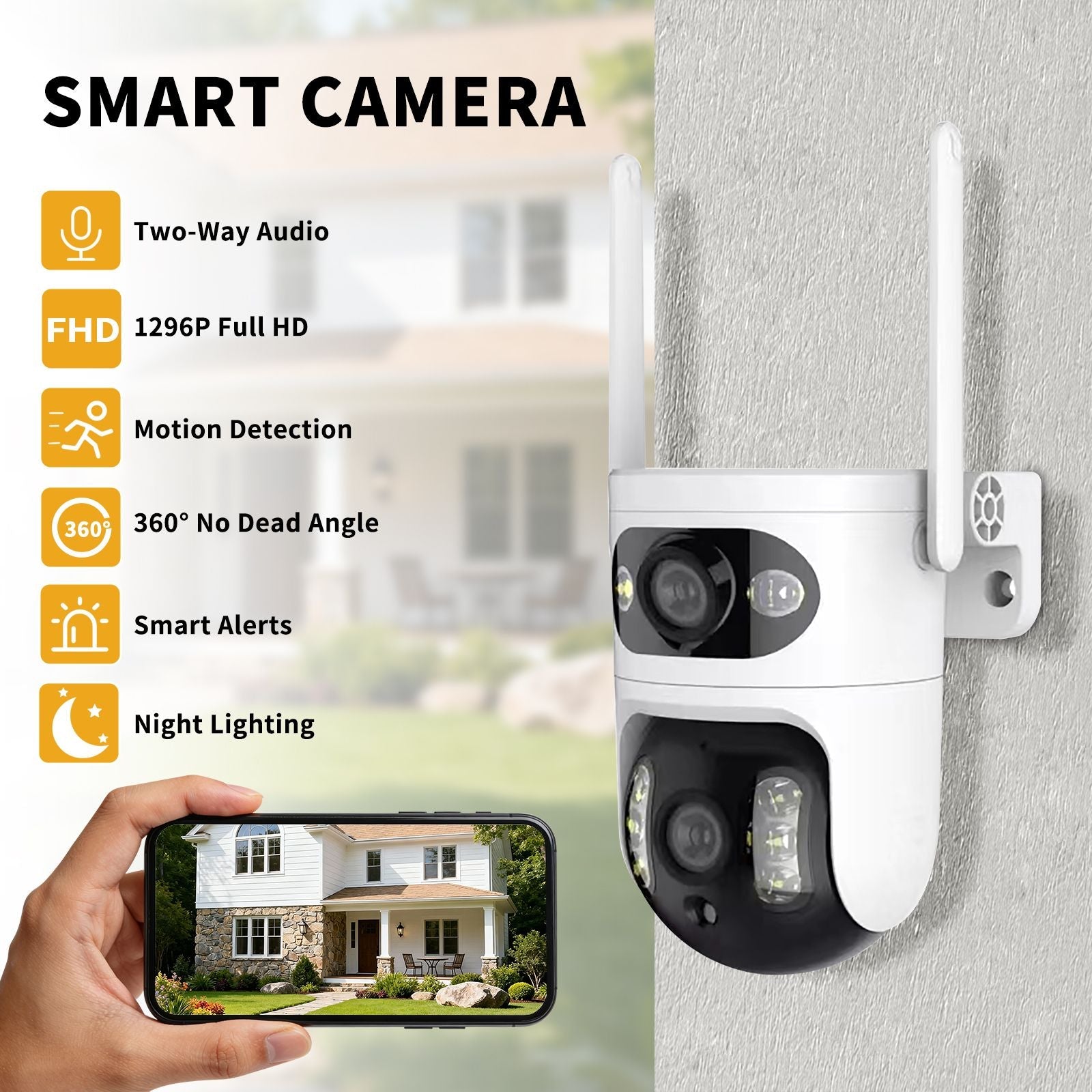 Dual eye gun ball linkage monitoring camera, panoramic+detail dual camera, high-definition security more comprehensive New Era Fashion LLc