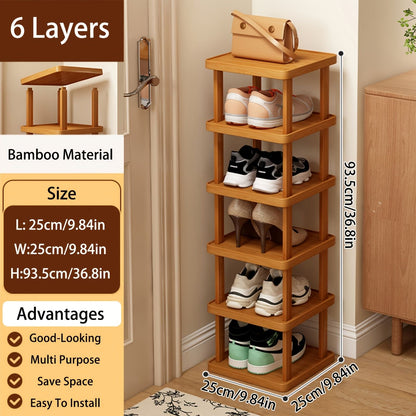 Versatile Bamboo Expandable Folding Storage Rack - 3/6/9 Layer Organizer for Any Room, No Assembly Needed! New Era Fashion LLc