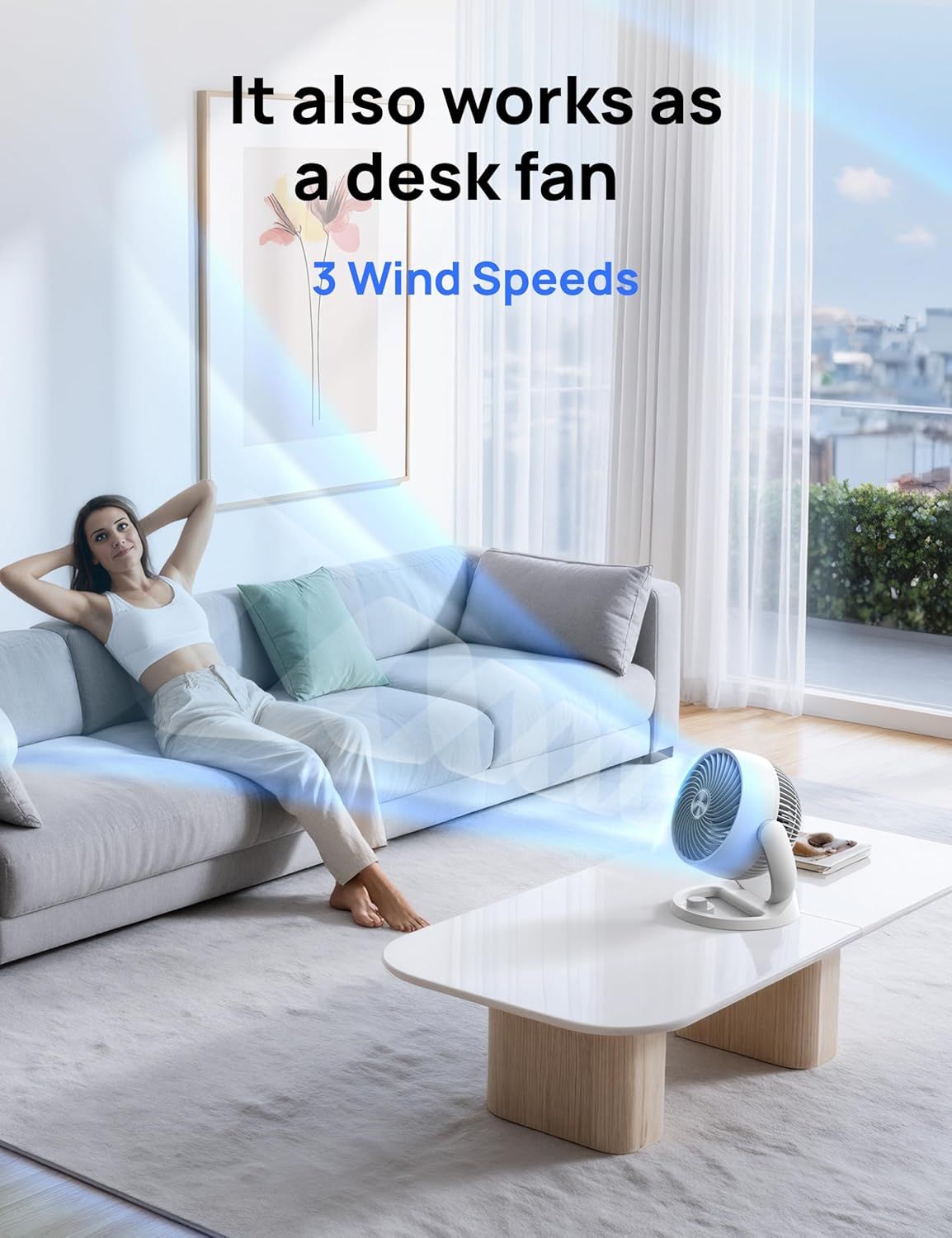 Fan for Bedroom, 12 Inches, 70ft Powerful Airflow, 25db Quiet Table Air Circulator Fans for Whole Room, 120° Adjustable Tilt, 3 Speeds, Desktop Fan for Home, Office, Kitchen New Era Fashion LLc