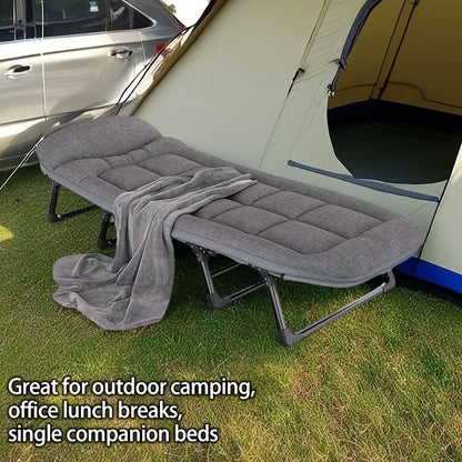 1-pack American style patio folding bed, outdoor patio furniture, comfortable ergonomic single recliner, patio chaise folding bed with mattress, garden, patio furniture, portable patio office camping New Era Fashion LLc