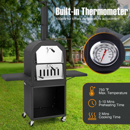 Outdoor Pizza Oven with Protective Cover and Grill Racks and Built-in Thermometer New Era Fashion LLc