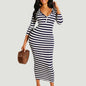 Sexy striped midi bodycon dress Women autumn winter female New Era Fashion LLc