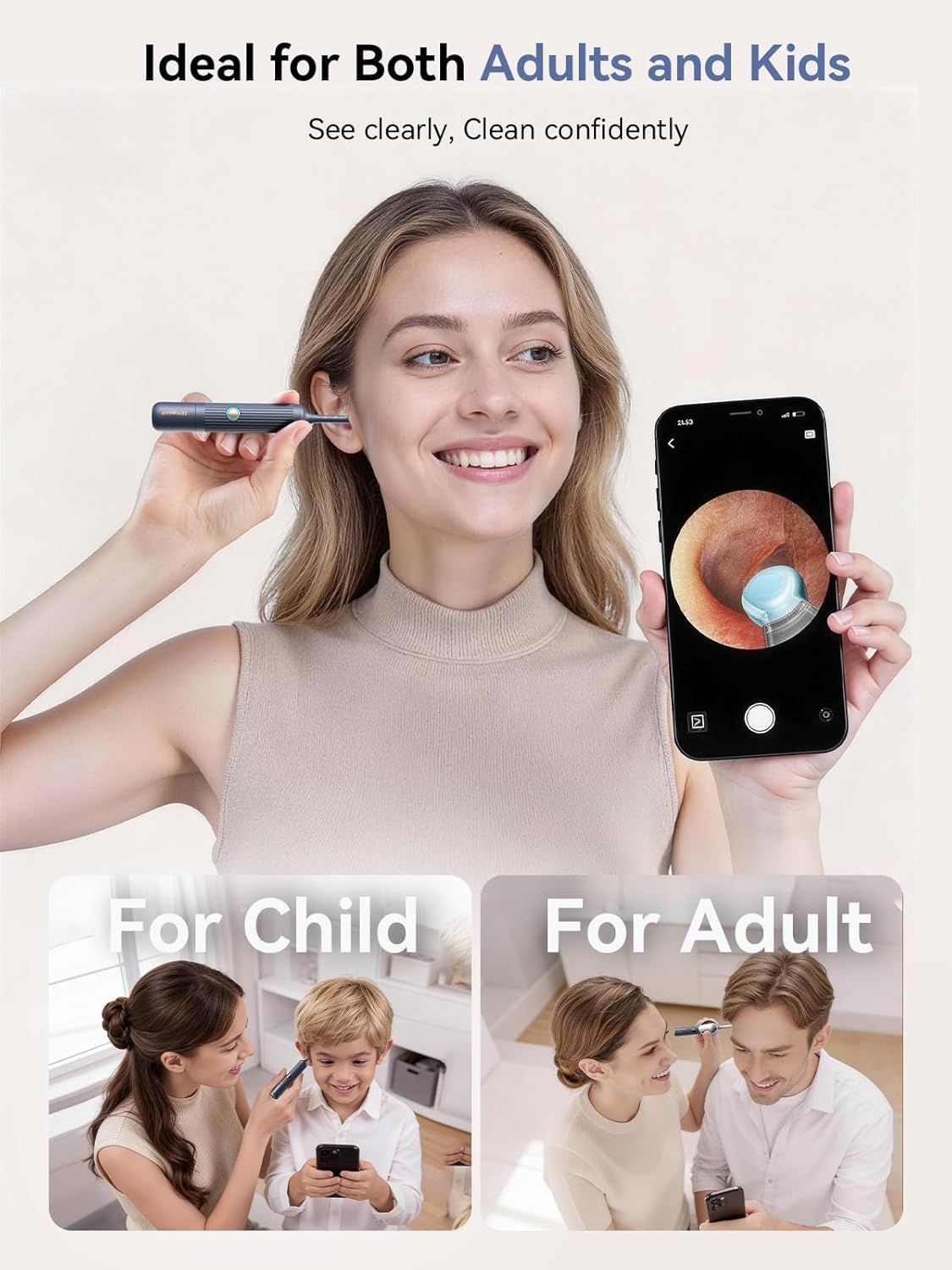 I35R Ear Cleaner with Flexible Ear Camera Otoscope - Visual Ear Pick Tweezers Wax Remover - Ear Cleaning Kit for Family New Era Fashion LLc