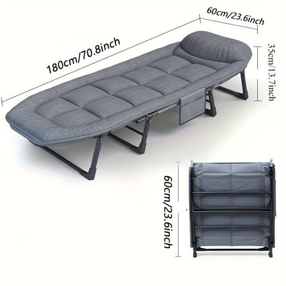 1-pack American style patio folding bed, outdoor patio furniture, comfortable ergonomic single recliner, patio chaise folding bed with mattress, garden, patio furniture, portable patio office camping New Era Fashion LLc