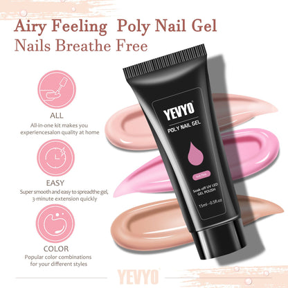 Poly Gel Nail Kit, Poly Nail Gel Kit with UV Lamp for Beginners with Everything, Gel Extension Nail Kit with Slip Solution New Era Fashion LLc