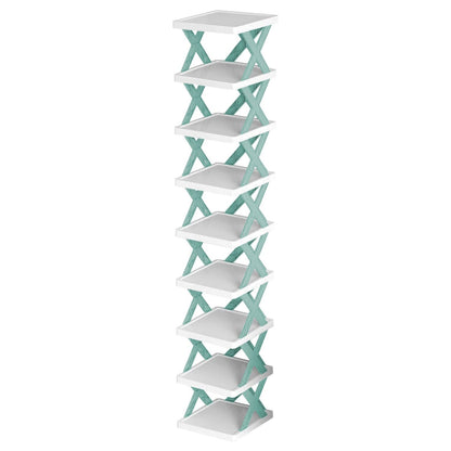 9Tier Narrow Entryway Shoe Rack Plastic Vertical Shoe Organizer Space Saving Free Standing Shoes Storage Shelf Closet Hallway New Era Fashion LLc