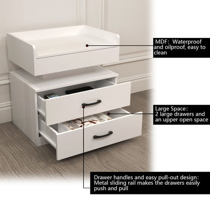 2 Set Nightstand with Adjustable LED Strip Light, 2-drawers, Large Storage Space, Suitable for Bedside Table, Coffee Table, Sofa Side Table or End Table for Study Desk New Era Fashion LLc