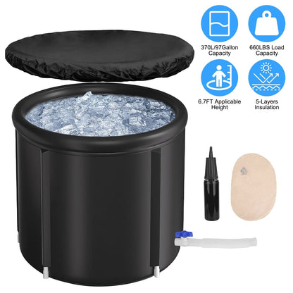 Portable Ice Bath Tub 97Gallon (370L), Portable Insulated Ice Bath Tub for Athletes Recovery, Easy Setup Ice Bathtub for Home Gym CampingCold Plunge Therapy Tub with 5-Layers Insulation, Large Ice Bat New Era Fashion LLc