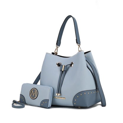 MKF Collection Candice Color Block Bucket Handbag with matching Wallet by Mia K New Era Fashion LLc