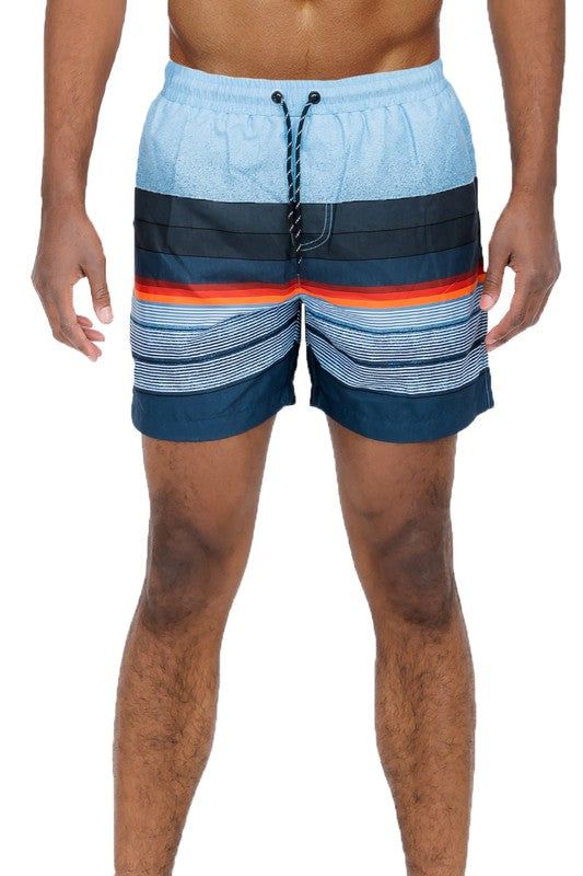 Stylish Blue Striped Swim Shorts for Men - Comfortable Quick-Dry Beachwear New Era Fashion LLc