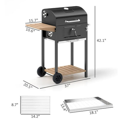Charcoal barbecue grill, backyard picnic cookware, black New Era Fashion LLc