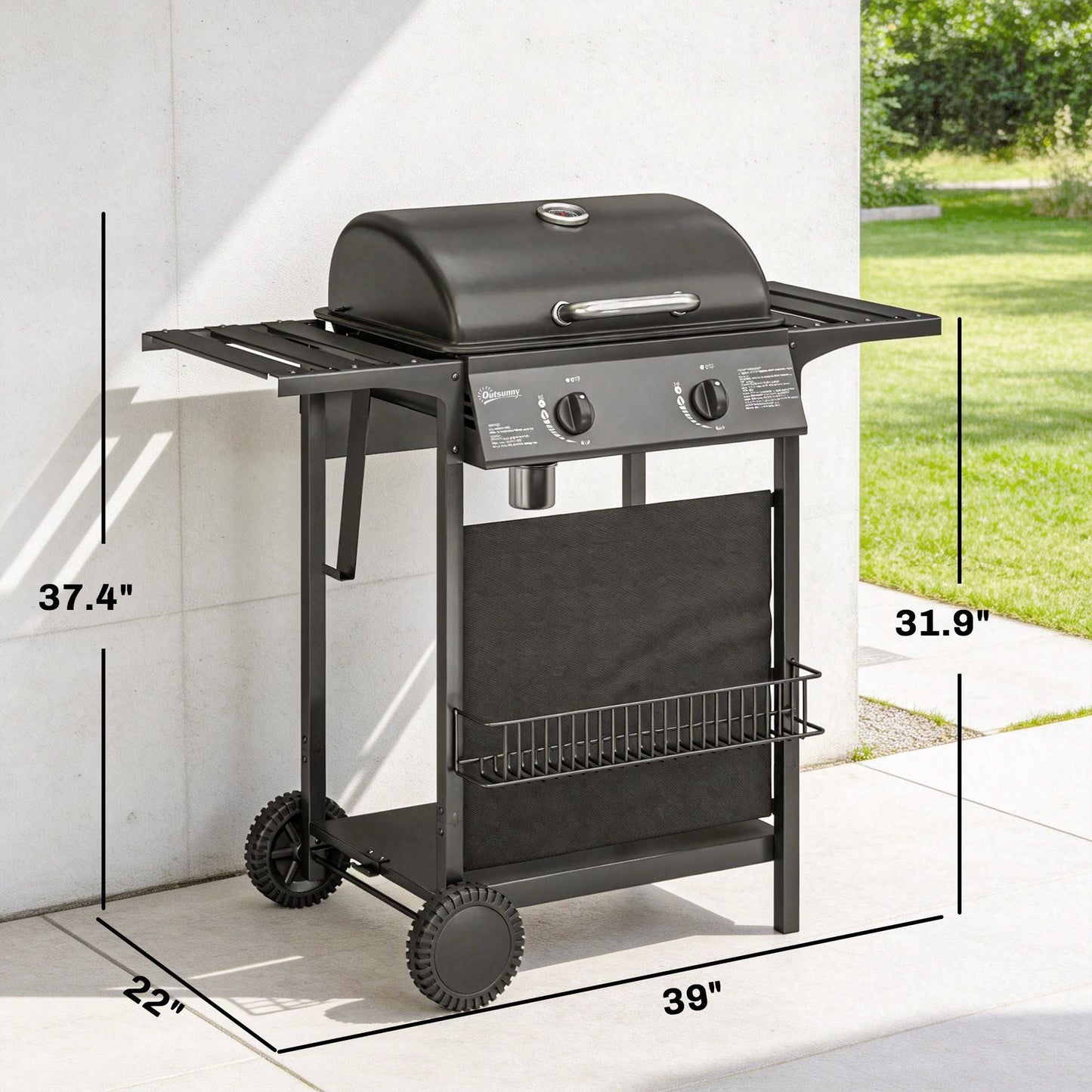 2 Burner Propane Gas Grill, 18000 BTU BBQ Grill with Wheels, Warming Rack, Shelf, Thermometer, Grease Cup, Black New Era Fashion LLc