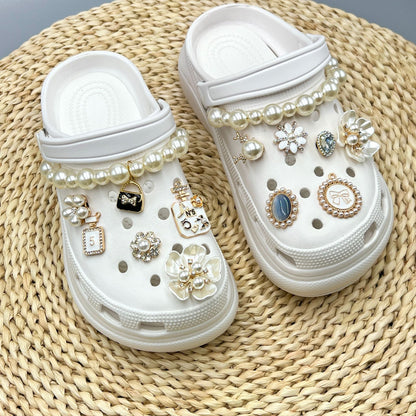 A set of Crystal Shoe Charms Fits Fashion Decoration For Clog Shoes Artificial Diamond Bling Chain Artificial Jewelry Accessories; Crocs Decoration New Era Fashion LLc