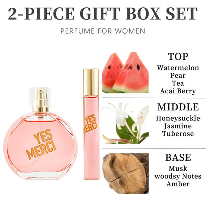 2-Piece Set, Women's Eau De Parfuma Gift Box, Long Lasting Fragrance, Notes Of Watermelon, Pear, Tea, Acai Berry Flavor, For Holiday Gifts, Dating, Daily Life, 1.7 Fl Oz Perfume, 0.34 Fl Oz Perfume New Era Fashion LLc