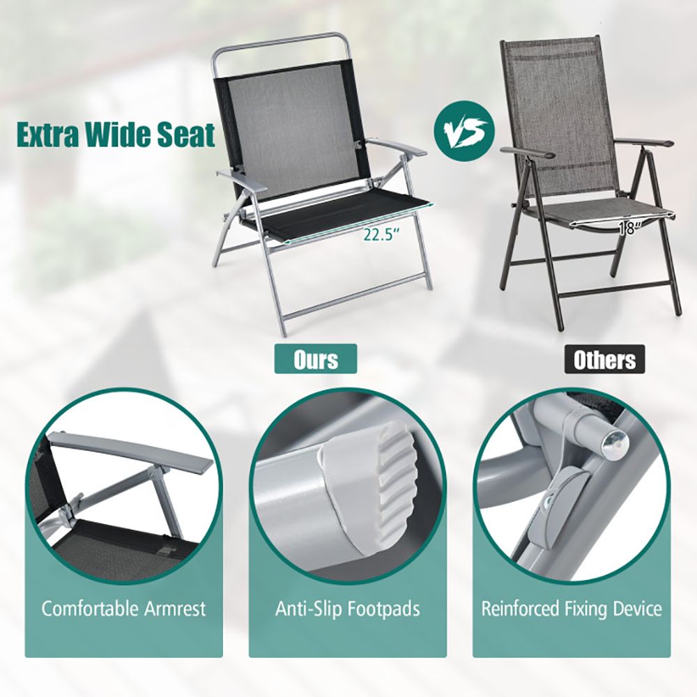 3 Pieces Patio Folding Chair Set Outdoor Metal Conversation Set New Era Fashion LLc