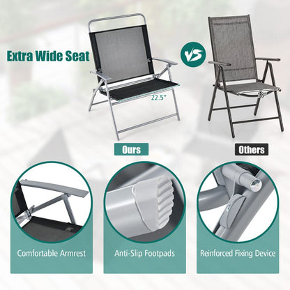 3 Pieces Patio Folding Chair Set Outdoor Metal Conversation Set New Era Fashion LLc