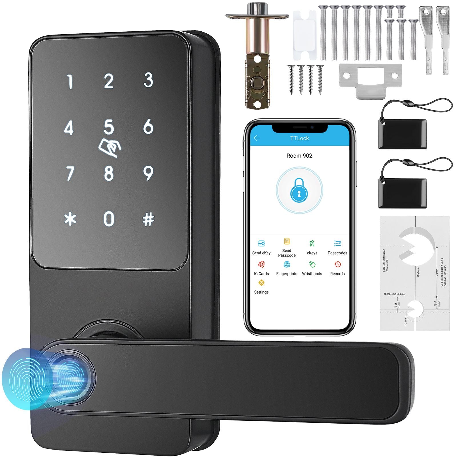 Smart Lock, 5-in-1 Smart Door Knob, Fingerprint Deadbolt with App Control, Bluetooth Smart Lock, Keyless Entry Door Lock with Handle, Biometric Door Lock, Keypad Digital Door Lock for Front Door New Era Fashion LLc