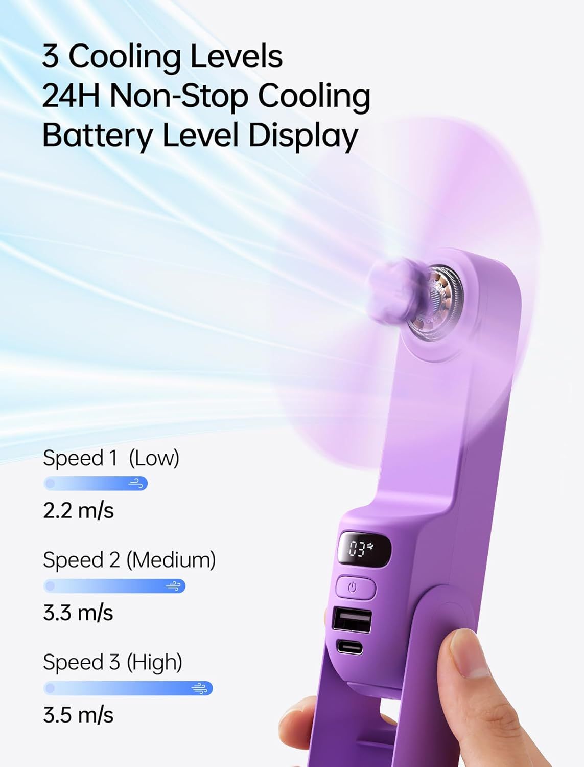 Handheld Travel Fan, Upgraded Mini Portable Fan with Up to 24 Working Hours for Long-term Outdoor Cooling, Combines Power Bank and Flashlight, Used for Summer, Cruise, Concert New Era Fashion LLc