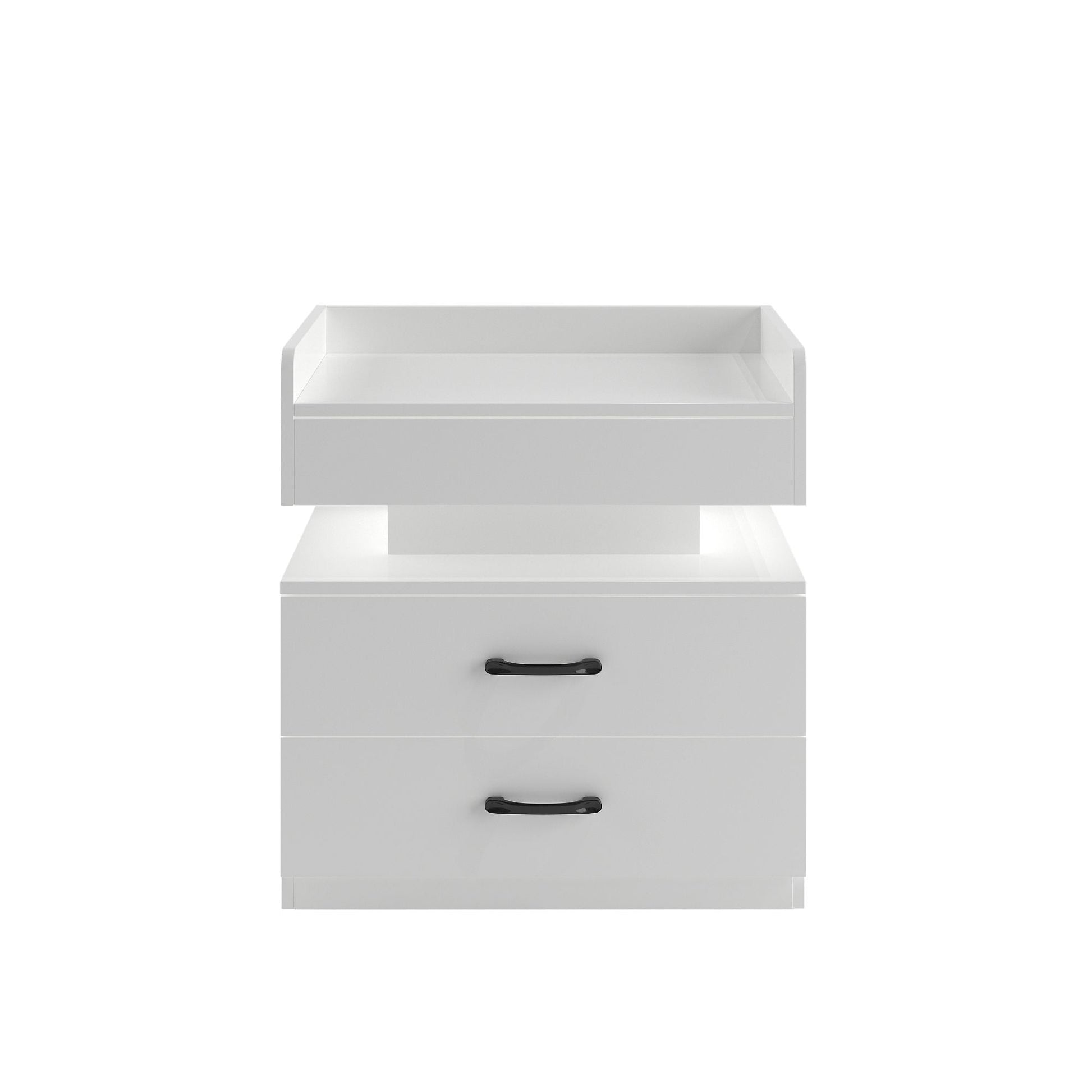 2 Set Nightstand with Adjustable LED Strip Light, 2-drawers, Large Storage Space, Suitable for Bedside Table, Coffee Table, Sofa Side Table or End Table for Study Desk New Era Fashion LLc
