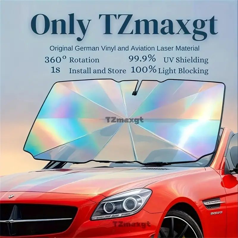 2025 Upgraded U.S. General Purpose Version Rainbow Umbrella Car Windshield Sunshade - UV Blocking, Heat Insulating, Scratch Resistant Handle, 10 Layer Fabric, Foldable Sun Visor, 55x31.5 Inches - Univ New Era Fashion LLc