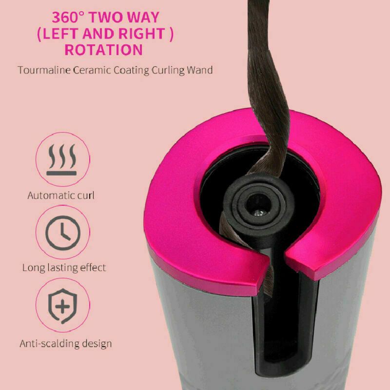 Hair Curler LCD Cordless Auto Rotating Waver Curling Iron Ceramic Wireless USA New Era Fashion LLc