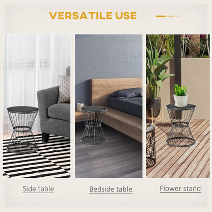 Patio End Table 16" Steel Side Table with Hourglass Design Black Accent Table for Outdoor and Indoor Use New Era Fashion LLc