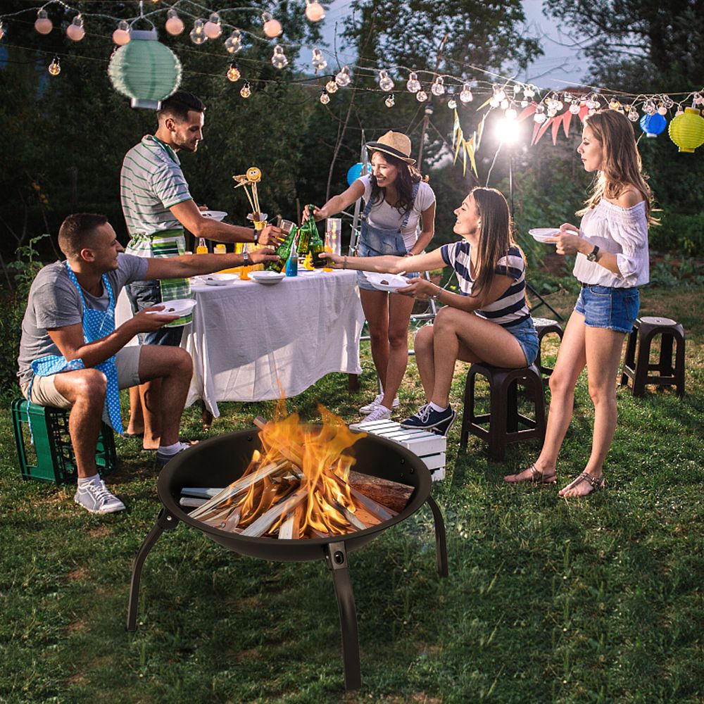 22" Iron Fire Pit Bowl Outdoor Backyard Patio Garden Burning Heater Black New Era Fashion LLc