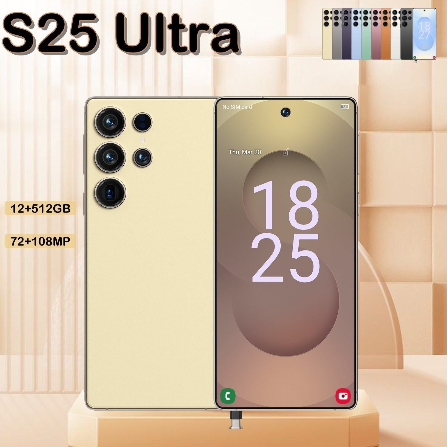 I25 Ultra 5G Smartphone, Unlocked Cell Phone, 6.8" HD Screen Unlocked Phones,  , 6000mAh Battery, Built in Pen, 12+512GB, Android 14, Face ID+Fingerprint Lock New Era Fashion LLc