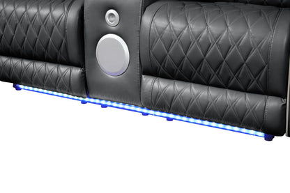 Fortuner Modern Style Upholstery Recliner Loveseat Made with Wood & Massage Function Included-Black New Era Fashion LLc