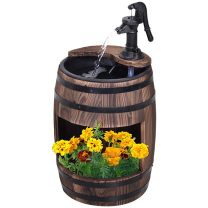 2-Tier Wooden Water Pump Fountain with Flower Box Base Durable Design for Garden Decor New Era Fashion LLc