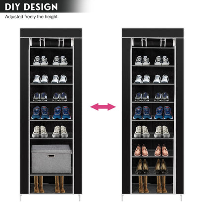 Room-saving 10-Layers 9 Lattices Non-woven Fabric Shoe Rack Black New Era Fashion LLc