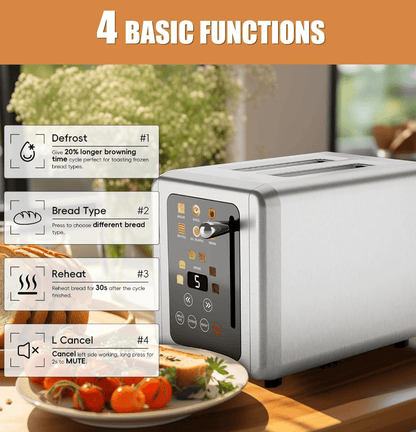 Retro Stainless Steel Toaster with 6 Browning Levels & 3 Functions - Perfect for Defrosting, Reheating, & Cancelling New Era Fashion LLc