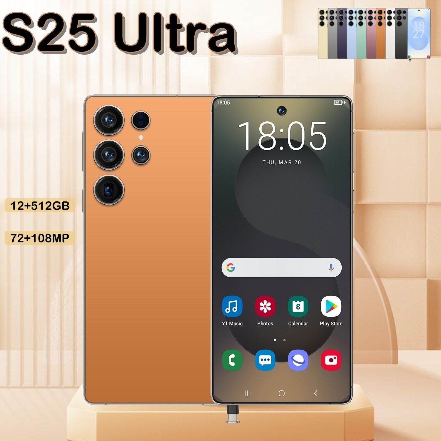 I25 Ultra 5G Smartphone, Unlocked Cell Phone, 6.8" HD Screen Unlocked Phones,  , 6000mAh Battery, Built in Pen, 12+512GB, Android 14, Face ID+Fingerprint Lock New Era Fashion LLc