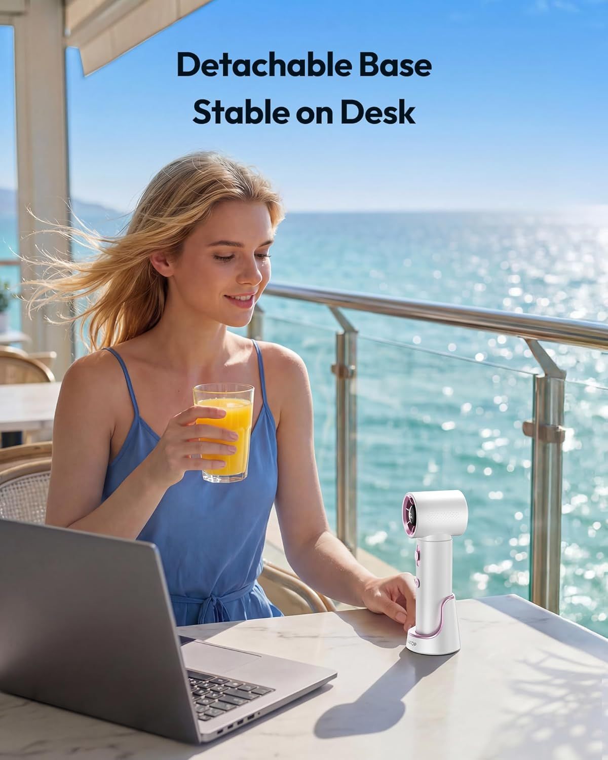 Portable Handheld Turbo Fan, 100 Gear High Speed, Up to 12H Rechargeable Personal Fan with Digital Display, Detachable Base & Lanyard, Small Travel Essentials Cooling Gifts for Women Men New Era Fashion LLc