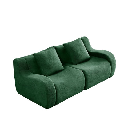 Soft Teddy Fabric Boneless Sofa,No Assembly Required Streamlined Design,Anti-Slip Design 32D High Density Sponge Fits Living Rooms Bedrooms,Green New Era Fashion LLc