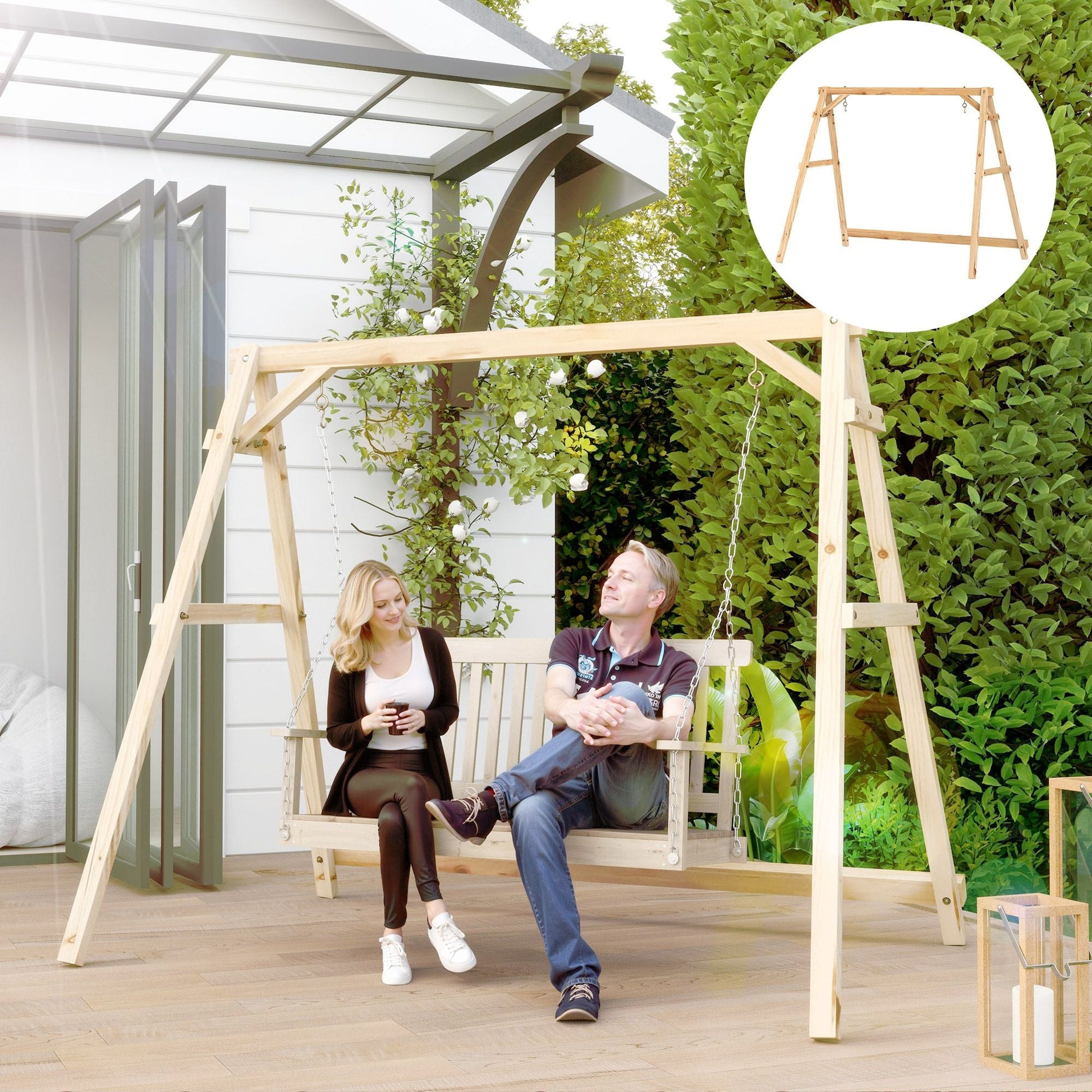 770lbs Porch Swing Frame, Heavy Duty A-Frame Hanging Chair Stand Only with Reinforced Bars for Porch, Garden, Backyard New Era Fashion LLc