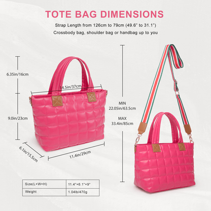 Puffer Tote Bag for Women with Zipper, Quilted Puffy bag Lightweight Crossbody Hobo Padded Handbag with Strap-Rose New Era Fashion LLc