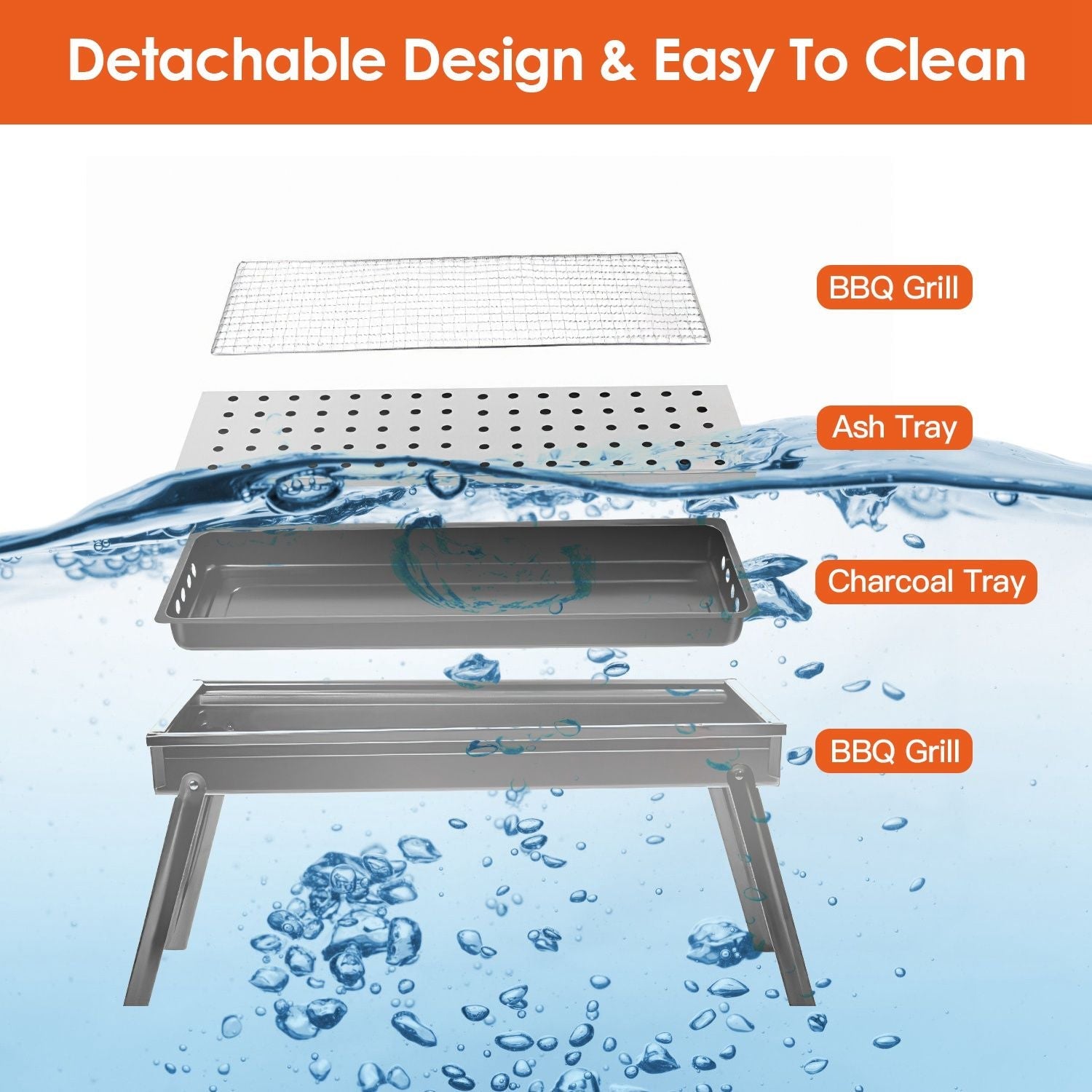 Folding Charcoal BBQ Grill Stainless Steel Grill with Shelf Net Easy Setup for Camping Picnic Outdoor Party Backyard New Era Fashion LLc
