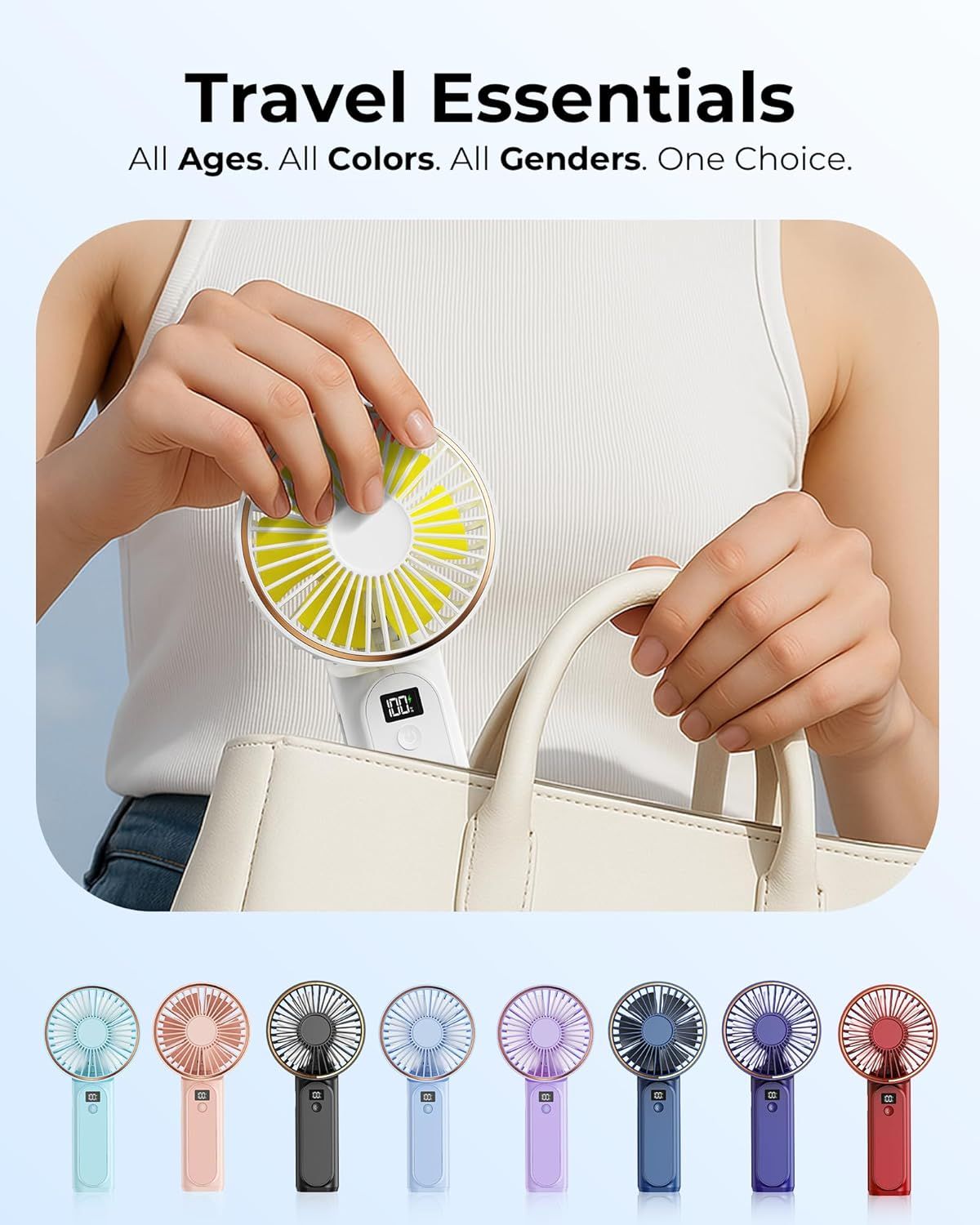 Portable Handheld Fan, Portable Fan Rechargeable, 4000mAh, 180° Adjustable, 6 Speed Wind, Display Electricity in Real Time, USB Rechargeable Foldable F an, Quiet Personal Fan as Power Bank New Era Fashion LLc