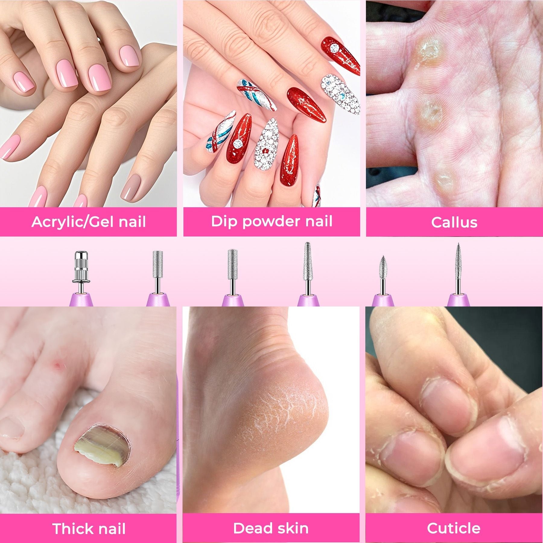 Portable Electric Nail Drill, Professional Nail File Kit for Acrylic, Gel Nails, Manicure Pedicure with Nail Drill Bits Sanding Bands Rose gold New Era Fashion LLc