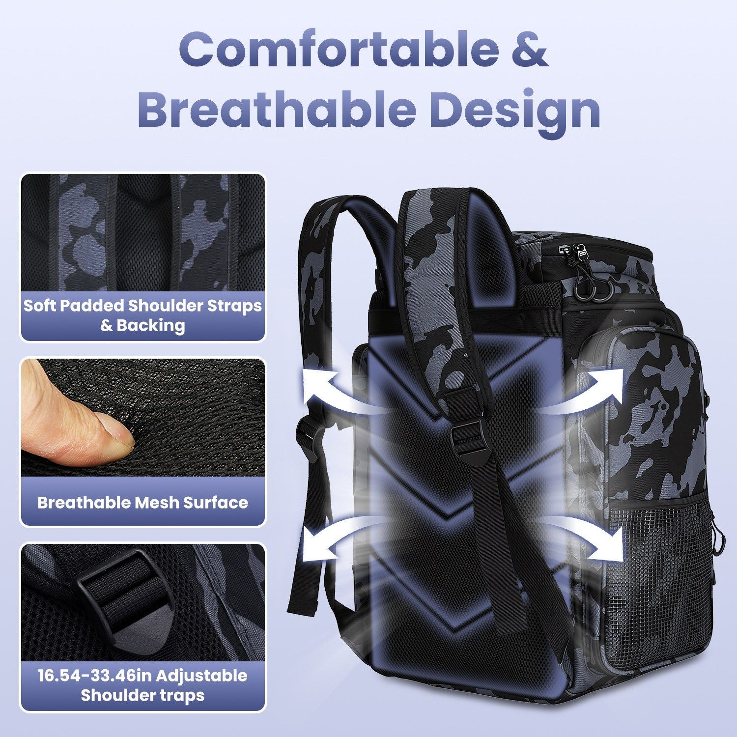 42L/11Gal Fishing Backpack Large Capacity Fishing Tackle Storage Bag with Rod Holders 16-Pocket Water-Resistant with Divider Adjustable Padded Straps for Fishing Gear Outdoor Camping Hiking New Era Fashion LLc