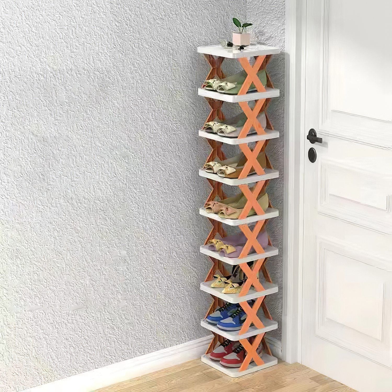 9Tier Narrow Entryway Shoe Rack Plastic Vertical Shoe Organizer Space Saving Free Standing Shoes Storage Shelf Closet Hallway New Era Fashion LLc
