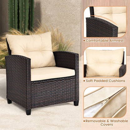 3 Pieces Patio Rattan Furniture Set with 4 Removable Cushions New Era Fashion LLc