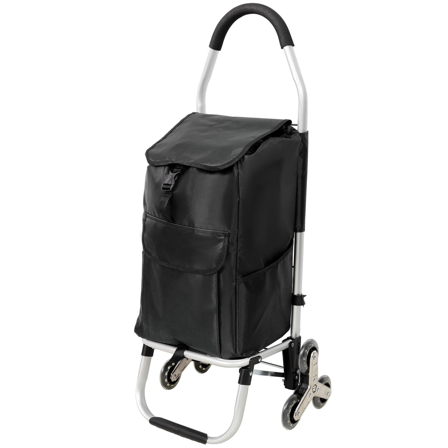 2 in 1 Shopping Stair Trolley with Wheels,Trolley Black Foldable Shopping Cart,Removable Shopping Oxford Waterproof Bag,Stainless Steel Triangular Wheels, Black New Era Fashion LLc