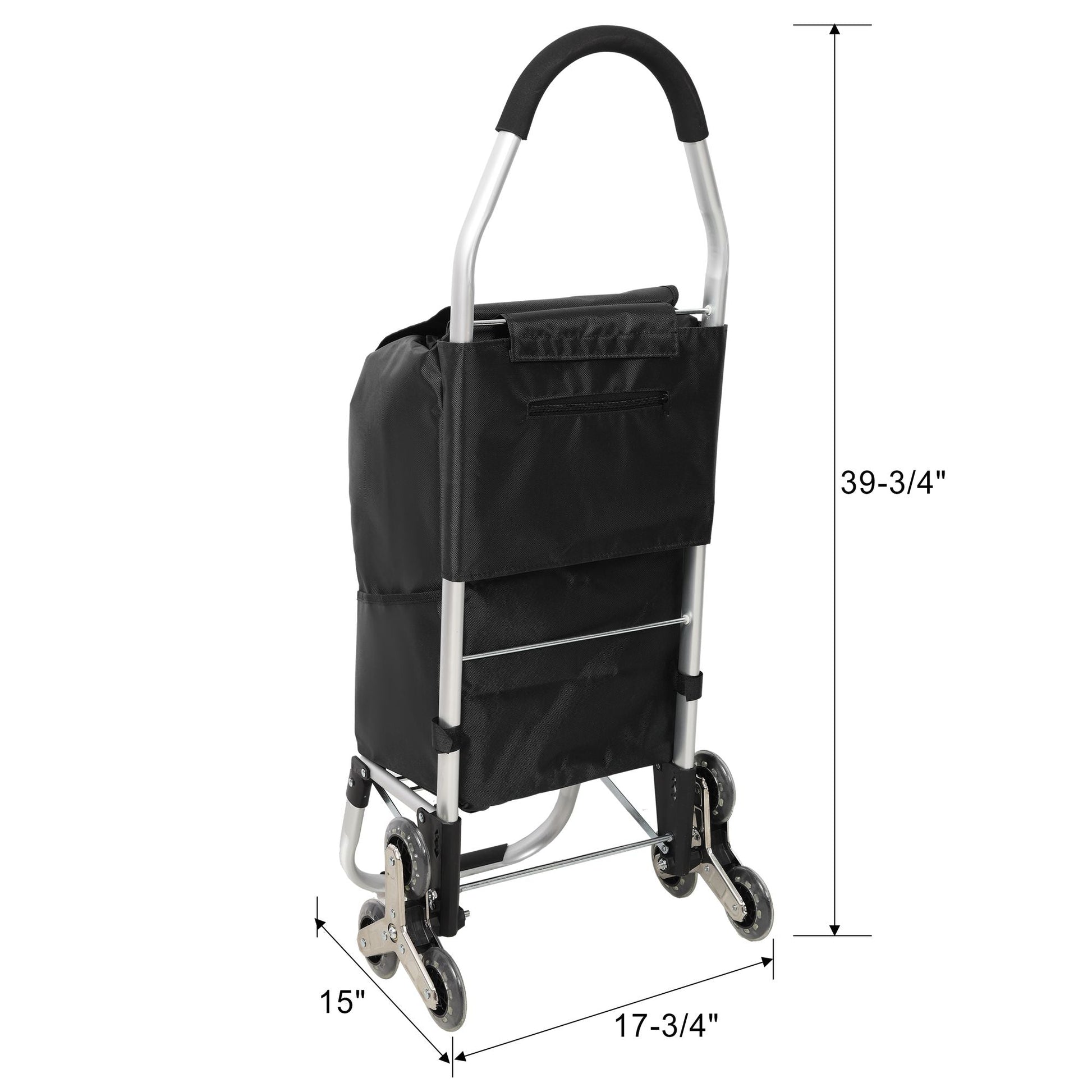 2 in 1 Shopping Stair Trolley with Wheels,Trolley Black Foldable Shopping Cart,Removable Shopping Oxford Waterproof Bag,Stainless Steel Triangular Wheels, Black New Era Fashion LLc