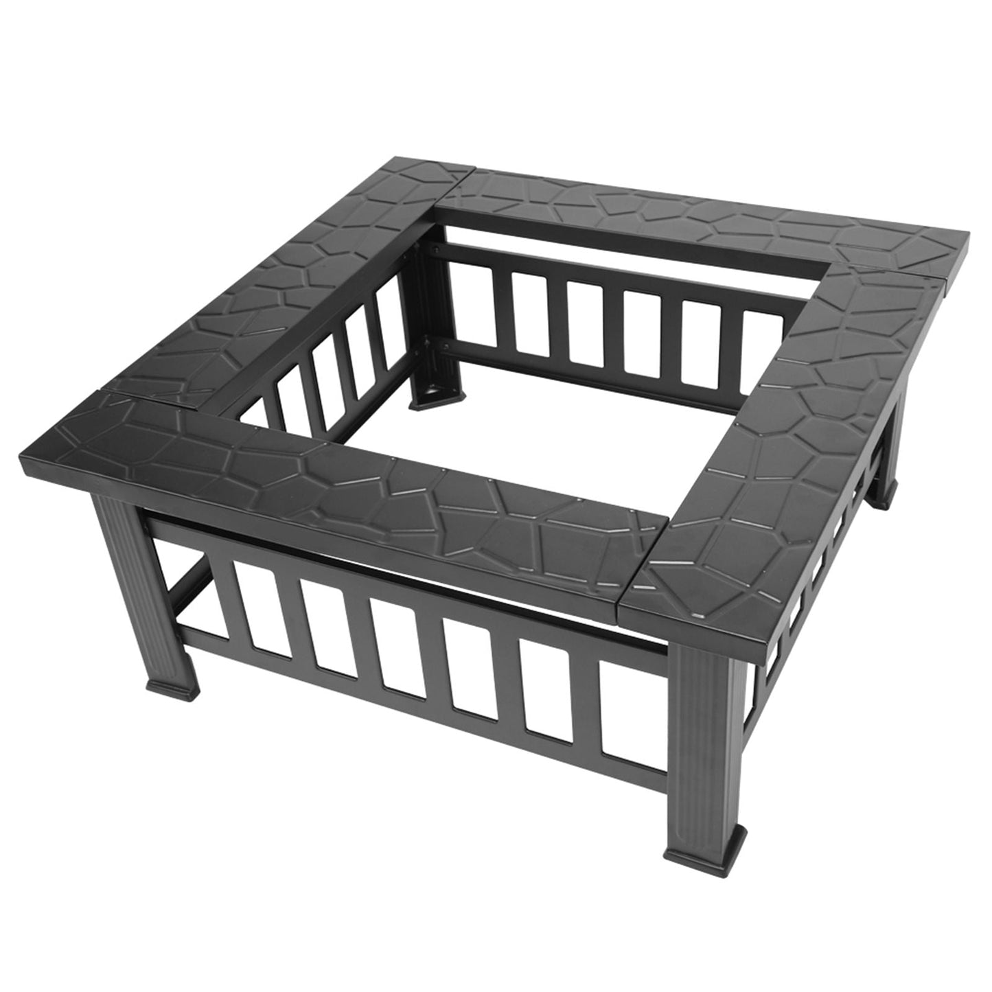 Portable Courtyard Metal Fire Pit with Accessories Black New Era Fashion LLc